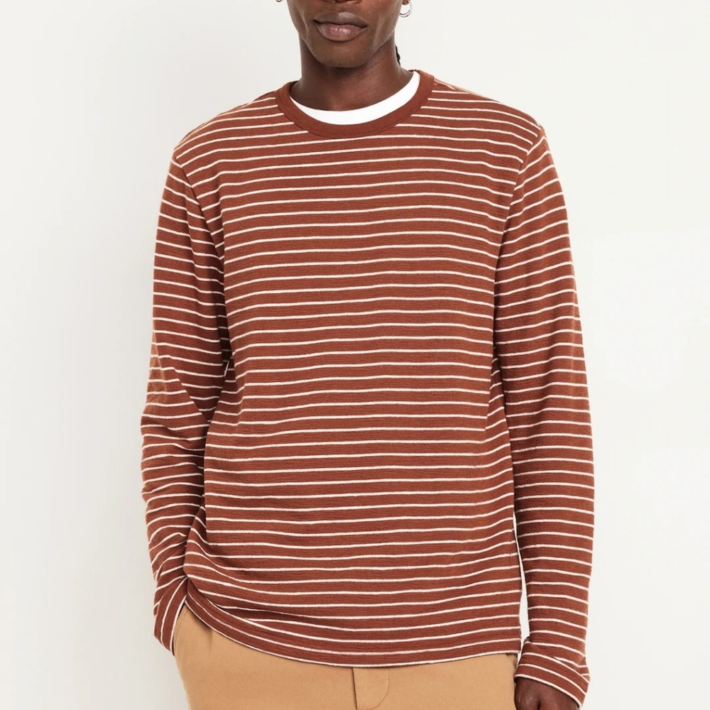 Old Navy Brown Striped Men's longsleeve shirt size XXL nwt